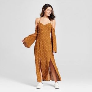 Polka dot maxi dress with spaghetti straps.